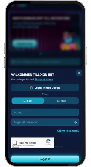 Registreringsformulär på ett casino med BankID-verifiering och ålderskontroll